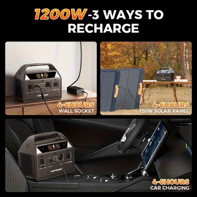 Portable Power Station 595Wh 600W with LiFePO4 Cell Pack, Nine Outputs, USB-C PD and 1200W Surge