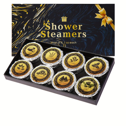 Shower Steamers 8 Pack with Essential Oils - Aromatherapy Shower Tablets 30g, 8 Scents Lavender Eucalyptus Rose Peppermint, Stress Relief Self Care Spa Gift for Women & Men