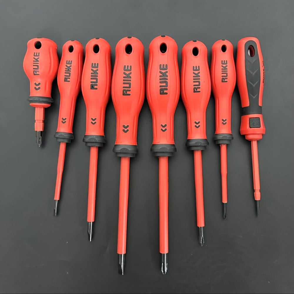 Eight-Piece Magnetic Tip Screwdriver Set with Four Slotted and Four Phillips Tools in Multiple Shaft Lengths