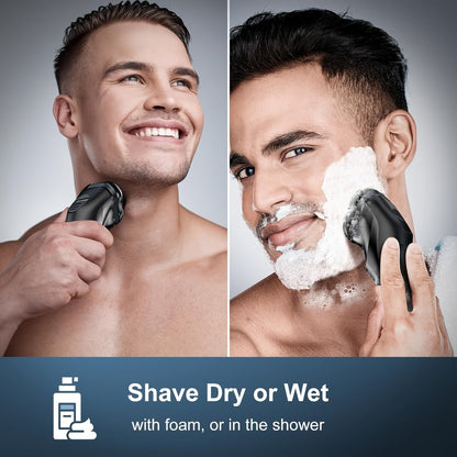 Three-Head Rotary Electric Shaver with Pop-Up Trimmer in Gunmetal or Blue Fade, ABS and Stainless Steel