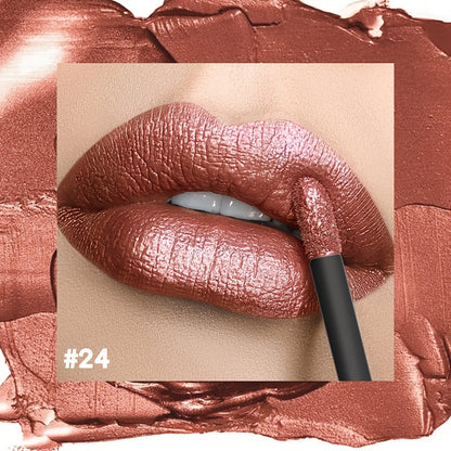 Metallic Shimmer Lip Gloss with Wand Applicator and Eleven Numbered Shade Options from 13 to 24