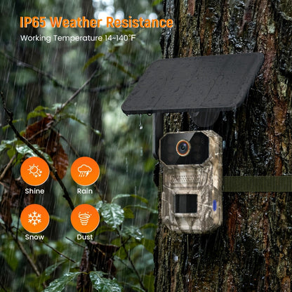 Solar Cellular Trail Camera 1920P No WiFi – 4G LTE Wildlife & Property Monitoring, PIR Motion Sensor, Infrared Night Vision, Two-Way Voice, IP65 Waterproof, Remote Access & 2-Year Replacement Warranty