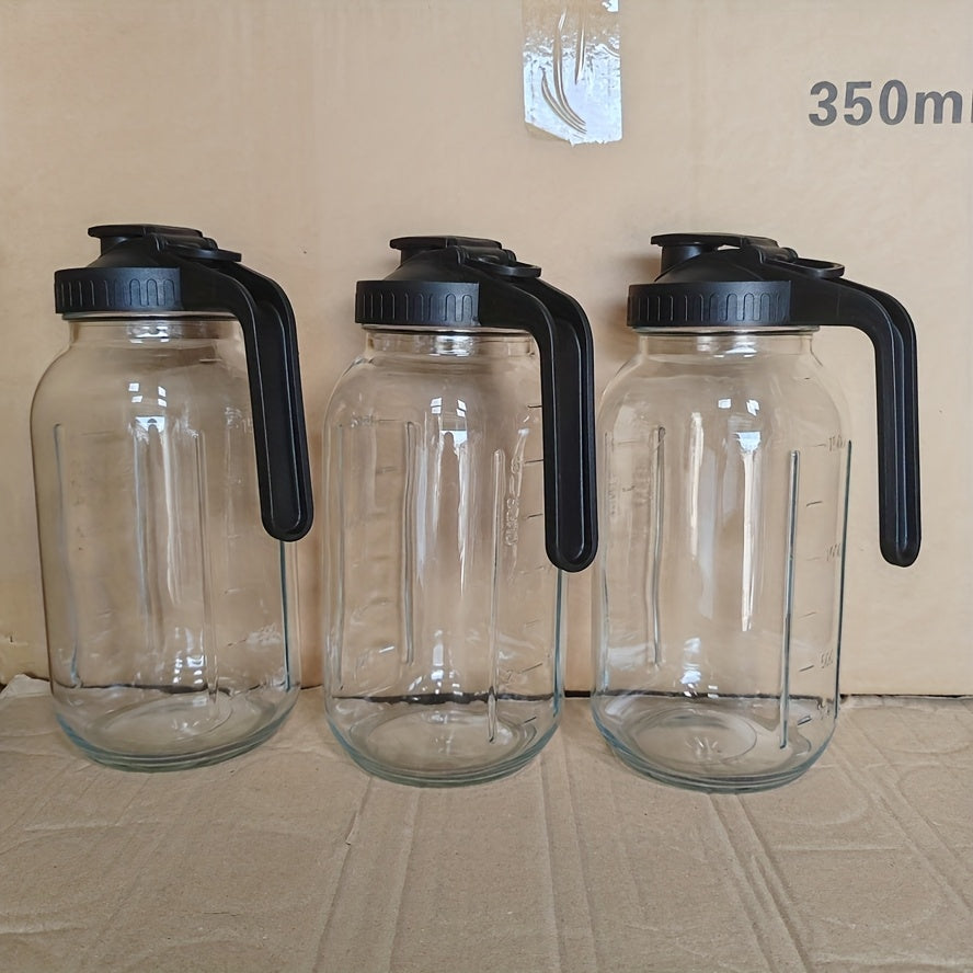 Glass Pitcher Set, 64oz Wide-Mouth Mason Jars with Pour-Spout Lids in Two-Pack or Three-Pack Options