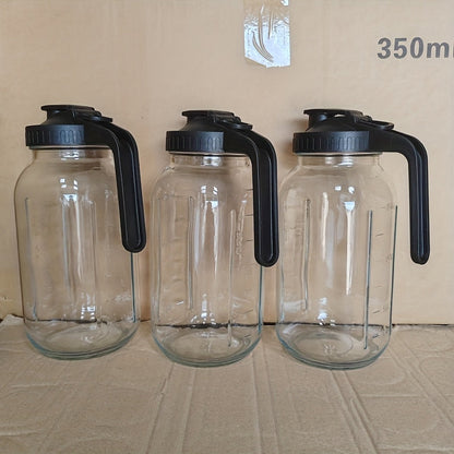 Glass Pitcher Set, 64oz Wide-Mouth Mason Jars with Pour-Spout Lids in Two-Pack or Three-Pack Options