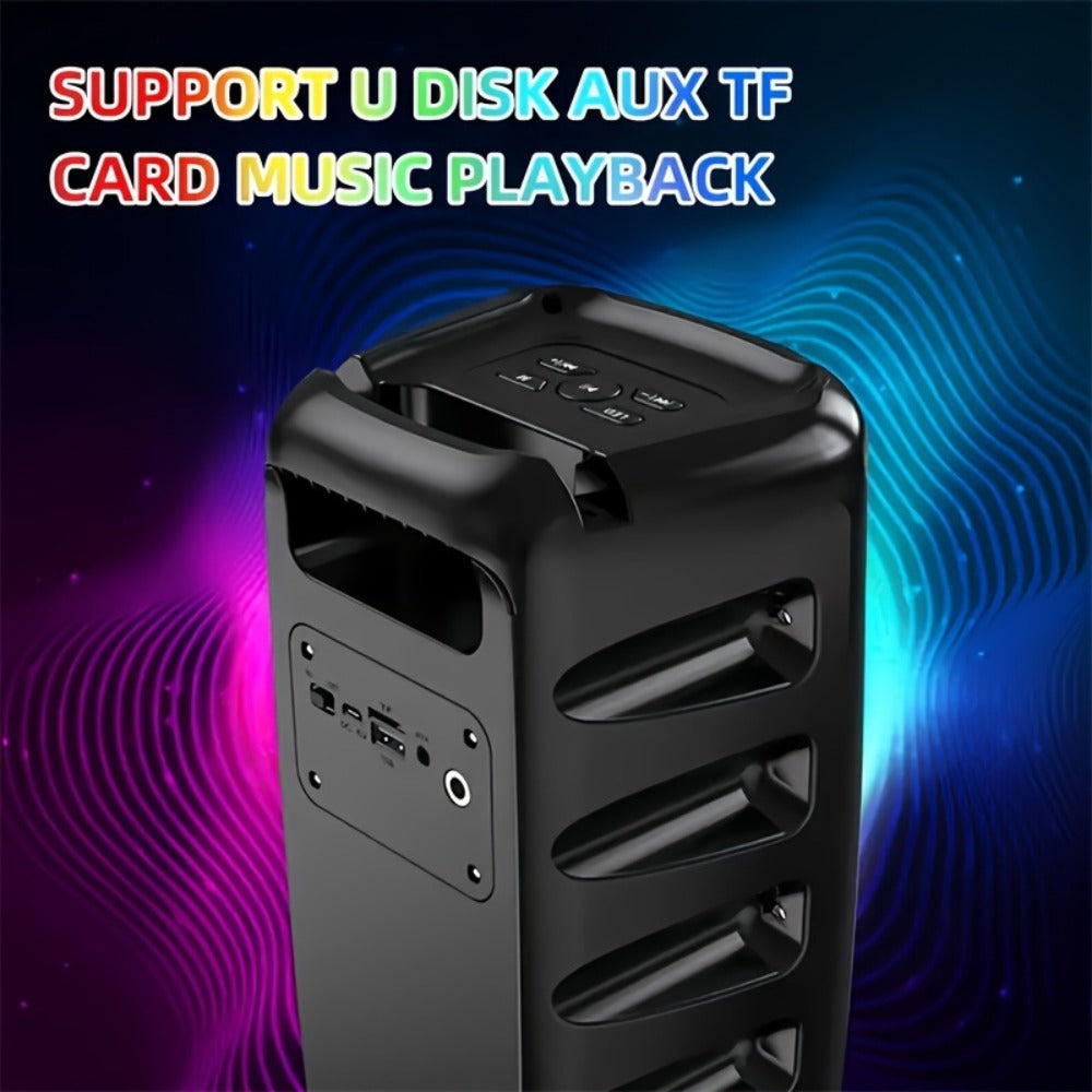Outdoor LED Bluetooth Speaker with Microphone Large Stereo PA System Wireless Portable Speaker for Square Dancing Park Performances Stage Events Parties Singing Rechargeable Battery