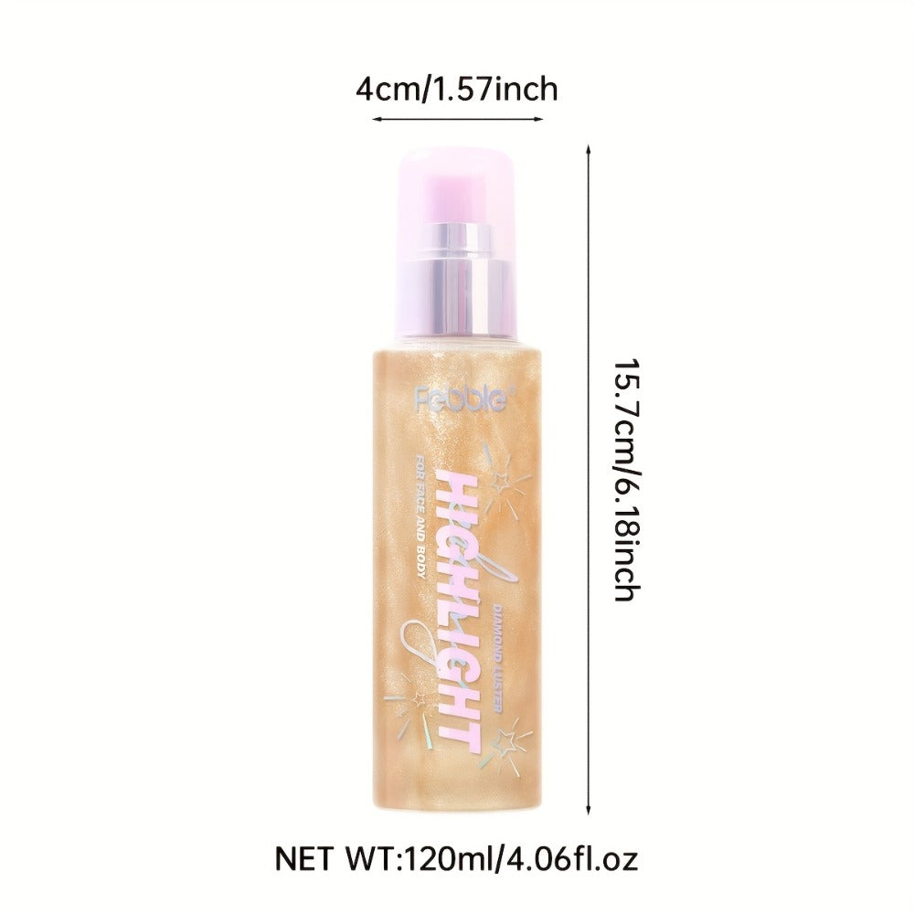 Body Glitter Spray Shimmer extended-wear Lightweight Non Greasy Luminous Radiant Glow for Body Face Hair Women Festival Party Everyday