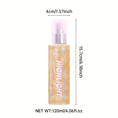 Body Glitter Spray Shimmer extended-wear Lightweight Non Greasy Luminous Radiant Glow for Body Face Hair Women Festival Party Everyday