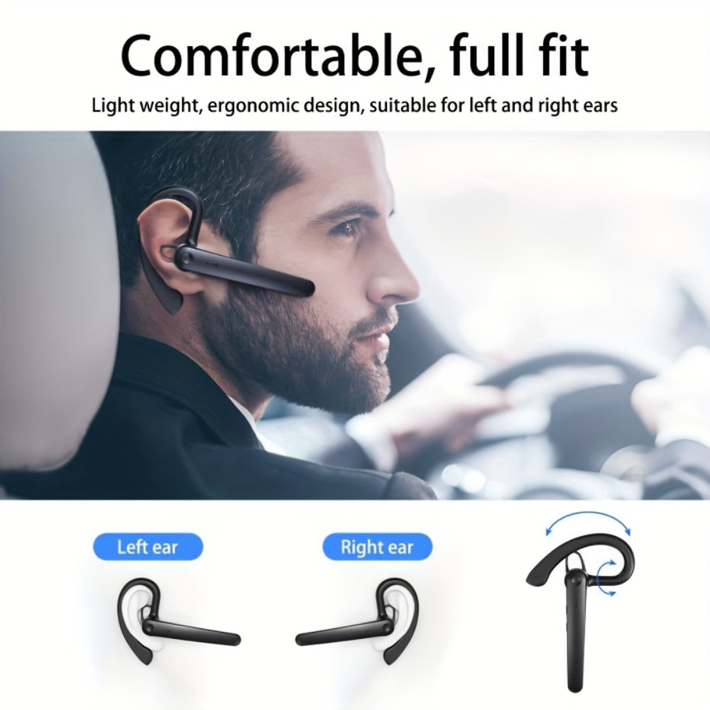 Bluetooth 5.4 Noise Cancelling Wireless Earphone Dual Microphone CVC8.0 200 Hours Talk Time Hands-Free Earpiece for iOS Android Home Office Meeting Driving