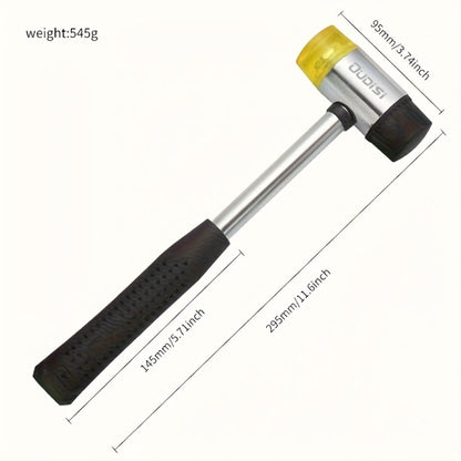 Double-Head Soft-Face Mallet with Steel Handle, Rubber Grip and Four Replaceable Head Sizes