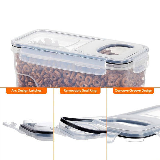 Food Storage Containers Four-Piece Cereal Canister Set with Gull-Wing Lids and 4-Liter Capacity Each