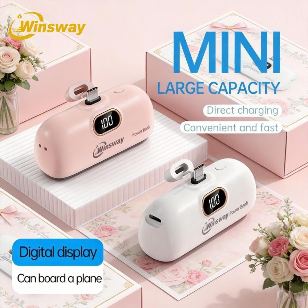 5000mAh Mini Lipstick Power Bank USB-C Fast Charging with Digital Display – Compact Portable Charger for iPhone 17/16/15 Pro Max, iPad Pro & Android, TSA-Approved Travel Battery Pack