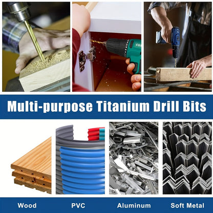 30-Piece HSS Drill Bit Set with Titanium-Coating Label, 1/16-1/2-Inch Range and Fitted Gray Case