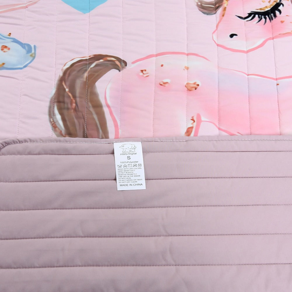 Pink Pony and Princess Print Three-Piece Bedspread Set with 67 x 90-Inch Cover and Two 20 x 28-Inch Shams