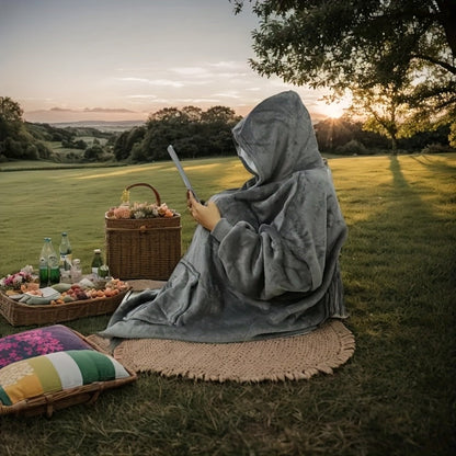 Pile-Texture Wearable Blanket Hoodie with Kangaroo Pocket and Four Pumpkin, Moon or Sock Bundle Styles
