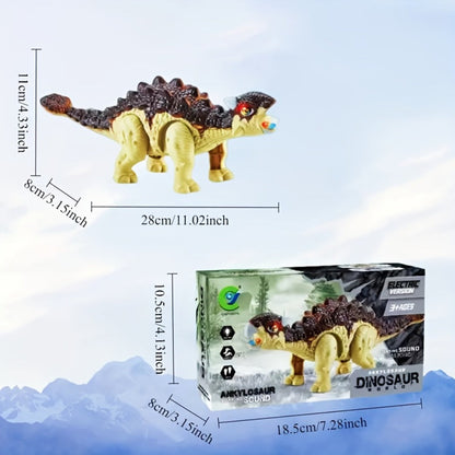 Ankylosaurus Dinosaur Toy That Walks & Roars – Electric Auto-Walk Dino with Roaring Sound Lightweight Kids Toy for Boys Girls Ages 3+ Birthday Halloween Christmas Gift