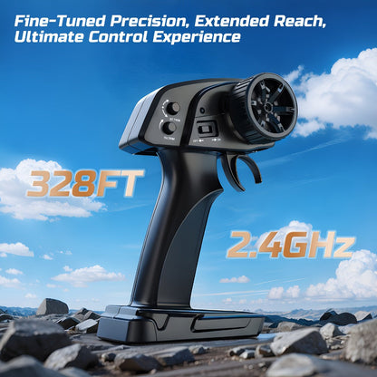 Remote Control Car, DEERC 1:16 4WD Off-Road Truck with 42 km/h Label, Dual 1500mAh Batteries and LED Lights
