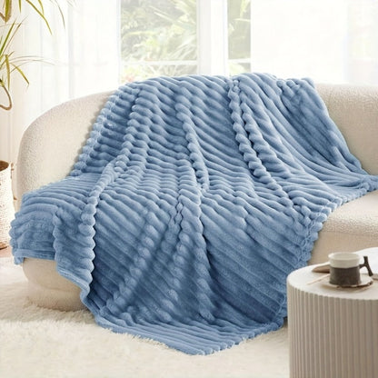 Reversible Faux Rabbit Hair Blanket in Four Colors and Five Sizes from 39 x 60 to 108 x 90 Inches