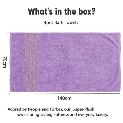 Bath Towel Set 4-Pack 620GSM Bamboo Cotton Blend Super Soft Quick-Dry Absorbent Towels for Bathroom Spa Gym Travel