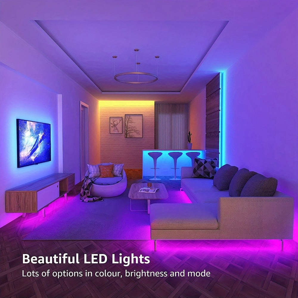 5050 RGB LED Light Strip with USB Plug and Three-Button Controller in 3m, 4m or 15m Lengths