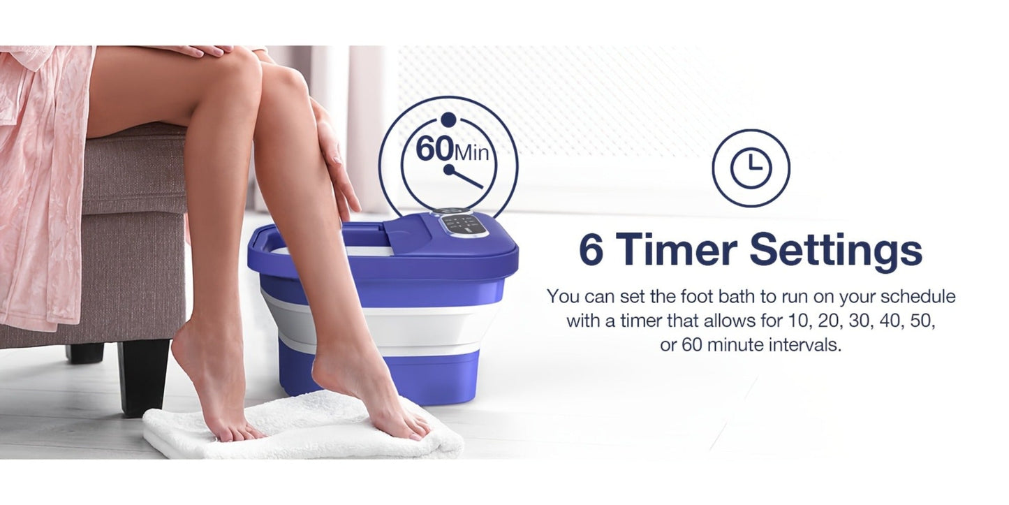 Collapsible Foot Spa with Heater, Temperature Control, Bubbles, Six Rollers and Two Color Options