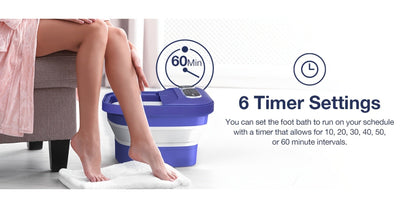 Collapsible Foot Spa with Heater, Temperature Control, Bubbles, Six Rollers and Two Color Options
