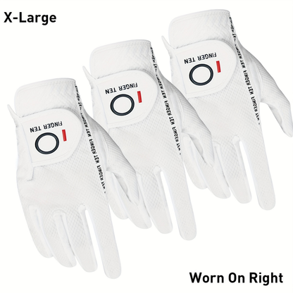 Wet Weather Golf Gloves Rain Grip 3-Pack for Men | Breathable Water-Resistant Golf Gloves for Left & Right Hand – Durable Comfortable Fit in Hot & Wet Conditions (Black, Gray, White | S–3XL)