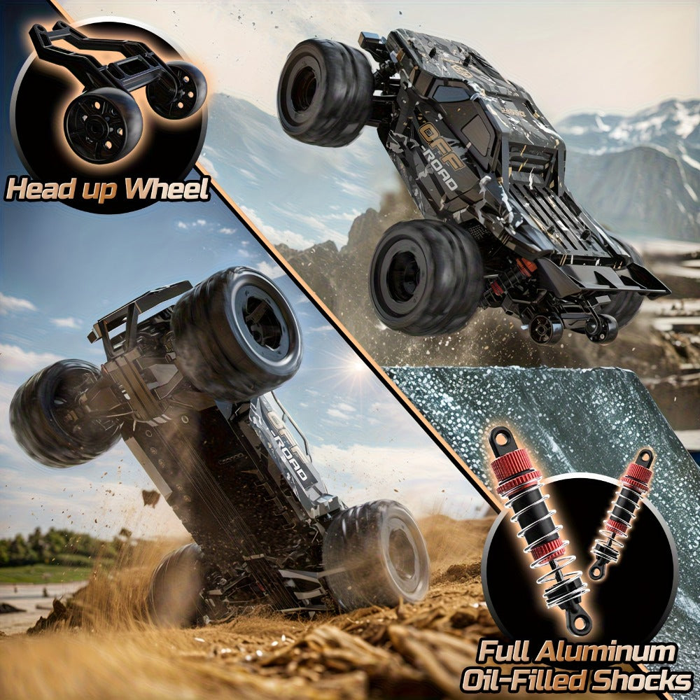 Remote Control Car, DEERC 1:16 4WD Off-Road Truck with 42 km/h Label, Dual 1500mAh Batteries and LED Lights