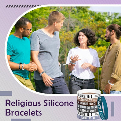 Bible Verse Silicone Wristbands 40pc Set Christian Inspirational Bracelets for Men Women Sobriety Easter Party Favors Charity Fundraising Religious Gift