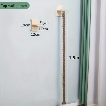 Wall-Mounted Cat Scratching Post with Climbing Rope Jute Rope Jump Platform Resting Perch Large Ladder Cat Tree Activity Center Space-Saving 1.5M 60in
