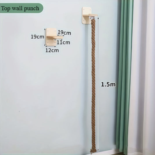 Wall-Mounted Cat Scratching Post with Climbing Rope Jute Rope Jump Platform Resting Perch Large Ladder Cat Tree Activity Center Space-Saving 1.5M 60in