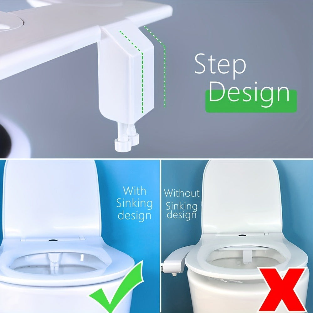Bidet Attachment Hot and Cold Water – Dual Nozzle Non-Electric Toilet Seat Bidet, Rear & Feminine Wash, Self-Cleaning Retractable Nozzle, Adjustable Warm Water Pressure, Easy Install