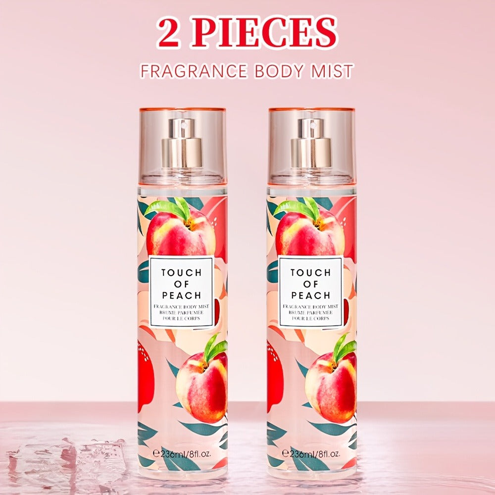 Body & Hair Fragrance Mist for Women 2pcs Set L1ong Lasting Fruity Perfume Spray 8 fl oz Pineapple Coconut Peach Strawberry Watermelon Scents Daily Dating Party Gift