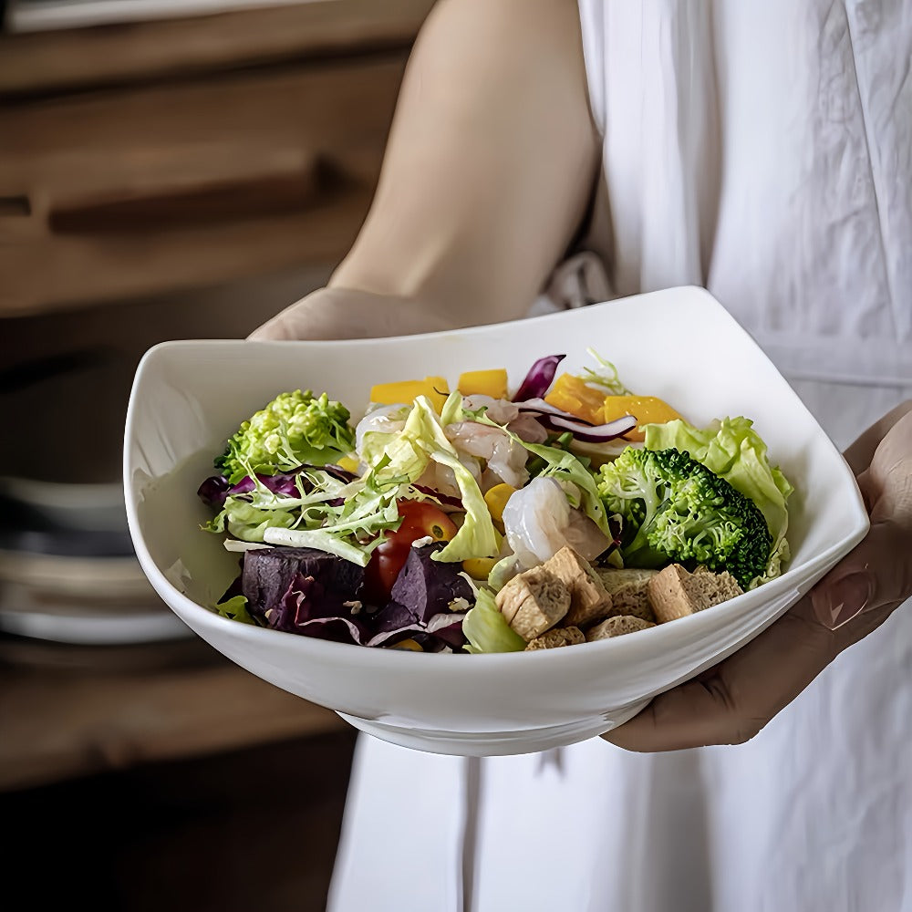White Bowl and Plate Set in 4-, 8- or 16-Piece Configurations for Picnics, Parties and Everyday Serving
