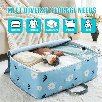 Six-Piece Under-Bed Storage Bag Set with Daisy Print, Dual Handles and 27.56 x 11.81 x 15.75-Inch Size