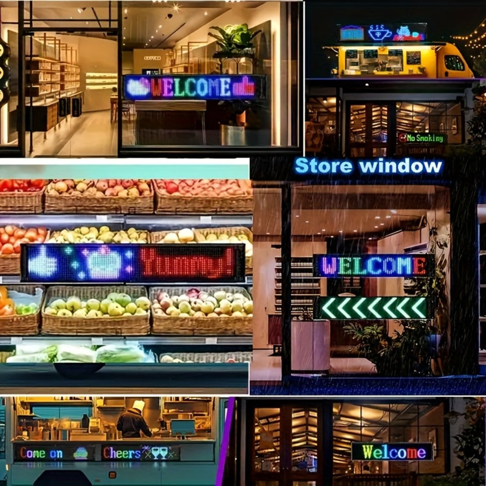 Programmable LED Demon Eyes Sign 2 Pack App Controlled - Synchronized Flashing, Scrolling Text Display