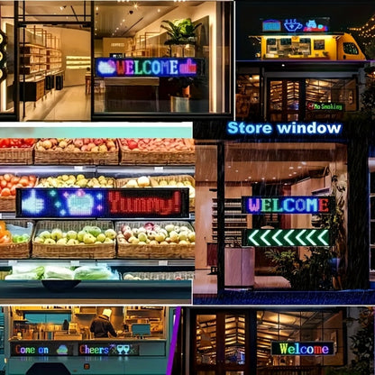 Programmable LED Demon Eyes Sign 2 Pack App Controlled - Synchronized Flashing, Scrolling Text Display