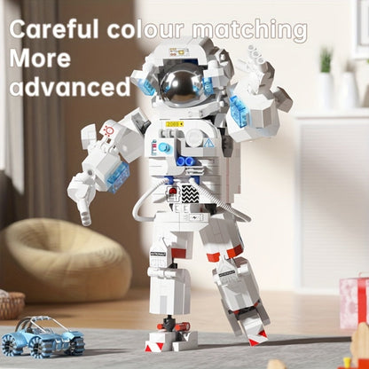 Building Block Set Astronaut Model, 623 Micro Pieces with White Space Suit Figure and 23cm Display Height
