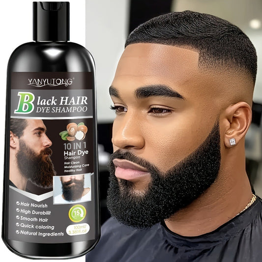Color Shampoo for Beard & Hair — Natural Plant Dye Formula, Ammonia-Free Quick Gray Coverage, Gentle Scalp-Safe Conditioning Hair Color Shampoo | 3.38oz | Black, Dark Brown & Chestnut Brown