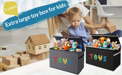 Extra Large Collapsible Kids Storage Chest with Lid – 31.7 Gal Toy Box Organizer Bins for Boys Girls Bedroom Nursery Living Room