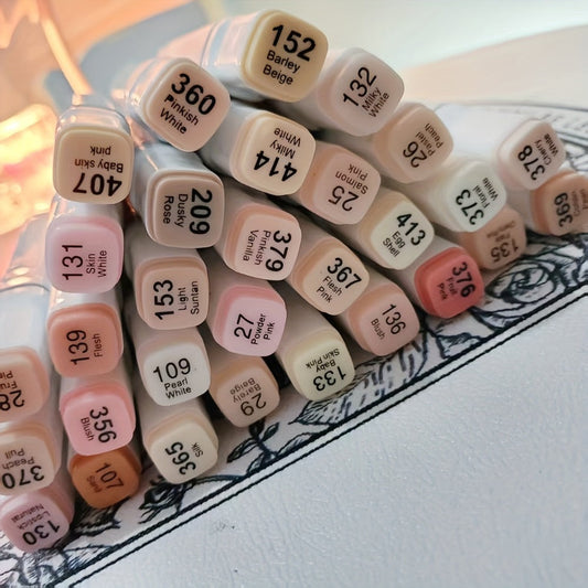 Flesh Color Alcohol Markers 30 Colors Dual Tip Brush and Broad Alcohol Based Art Markers for Portrait Skin Tone Drawing Sketch Illustration Comics Anime Coloring Artists