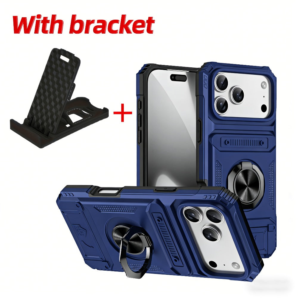 Wallet-Style iPhone Case with Card Slot, Ring Holder and Kickstand in 125 Model and Color Options