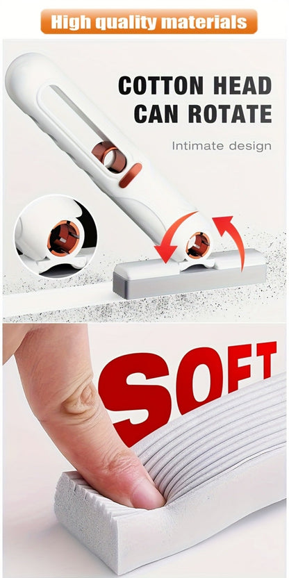 Mini Sponge Mop with Adjustable Handle & 4 Reusable Heads – Self-Squeezing Portable Cleaning Mop for Bathroom, Kitchen, Car & Window
