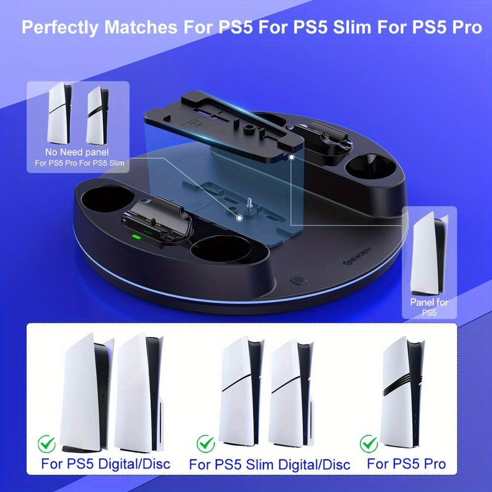 PS5 Charging Station with RGB Light Stand for PS5 Slim PS5 Pro - Fast Dual Controller Charger Compatible with All PlayStation 5 Console Models