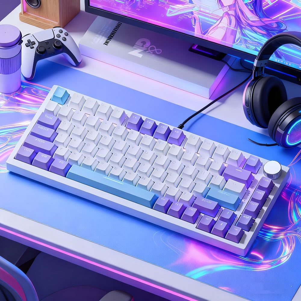 Hot Swap Gasket Mechanical Keyboard AJAZZ AK820 75% – Wireless 2.4GHz & Wired, Volume Knob, South-Facing RGB, Poron Foam, PBT Keycaps, Programmable, 11 Switch & Color Options for PC & Mac