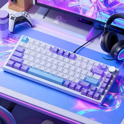 Hot Swap Gasket Mechanical Keyboard AJAZZ AK820 75% – Wireless 2.4GHz & Wired, Volume Knob, South-Facing RGB, Poron Foam, PBT Keycaps, Programmable, 11 Switch & Color Options for PC & Mac