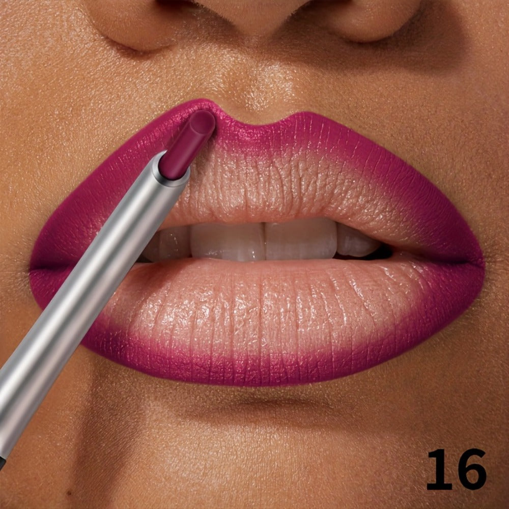 Matte Lip Liner Pencil with Eleven Numbered Checkout Shades from 01 to Color #17 for Defined Lip Looks