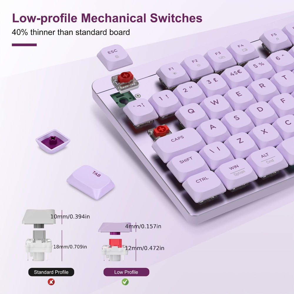 Wireless Keyboard and Mouse Combo 98 Keys Full Size – 2.4GHz, Mechanical Feel, Quiet Keys, Ergonomic Design for PC, Mac, Laptop, Office & Gaming | 3 Color Options
