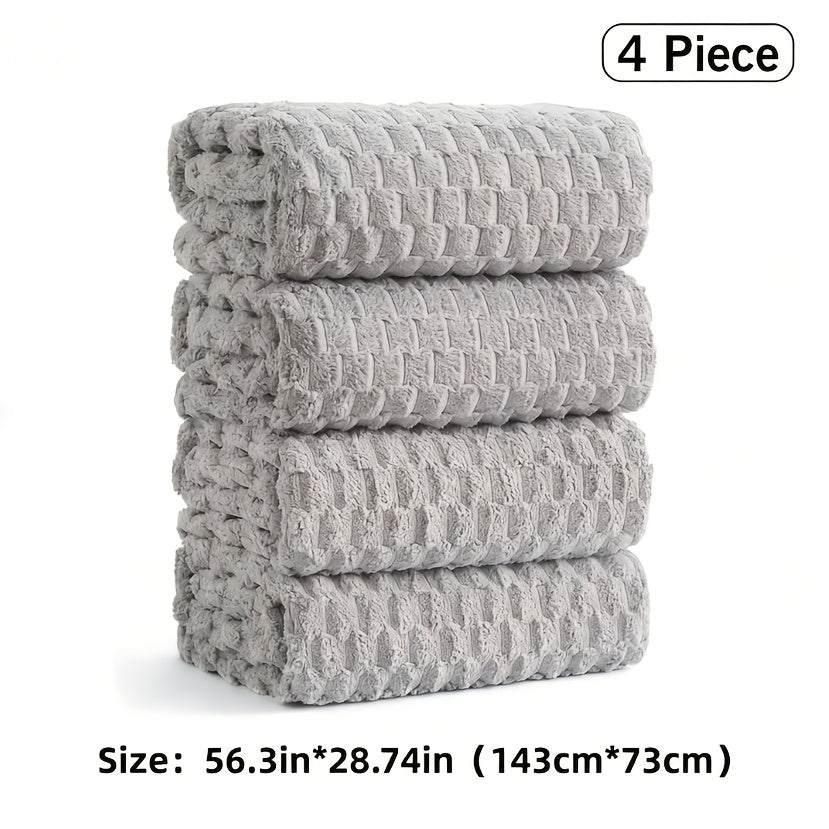 Towel Set 4 or 8 Piece Microfiber Collection with Hair-Drying Cap Options in Four Colors for Home and Guest Use