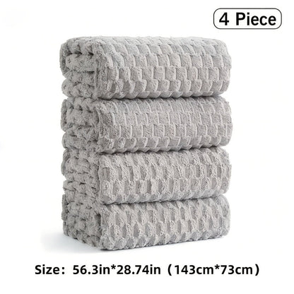 Towel Set 4 or 8 Piece Microfiber Collection with Hair-Drying Cap Options in Four Colors for Home and Guest Use