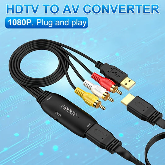 HDMI to RCA Converter Adapter for Fire Stick Roku Apple TV Android Box – Plug & Play, Supports 1080P PAL/NTSC, USB Powered, Composite AV Output for Older Analog TVs